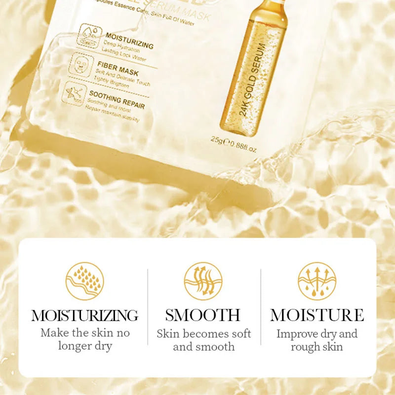 10 St. SADOER 24K Gold Vitamin C Hyaluronsäure Gesichtsmaske Feuchtigkeitsspendend Straffend Hydrierend Gesichtsmasken Hautpflegeprodukte