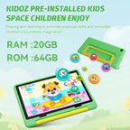 Kinder-Tablet 10 Zoll Android15 20GB RAM 64GB ROM 128GB erweiterbar 5000mAh 8-Core WiFi Bluetooth Kindergeschenk KIDOZ Kindersoftware