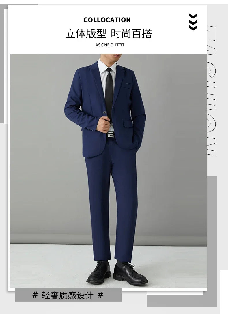 S-8XL Anzug Herrenmode Casual Outdoor (Blazer + Hose) Gentleman Business Hochzeit Slim-fit Formeller Britischer Stil Hochzeitsanzug