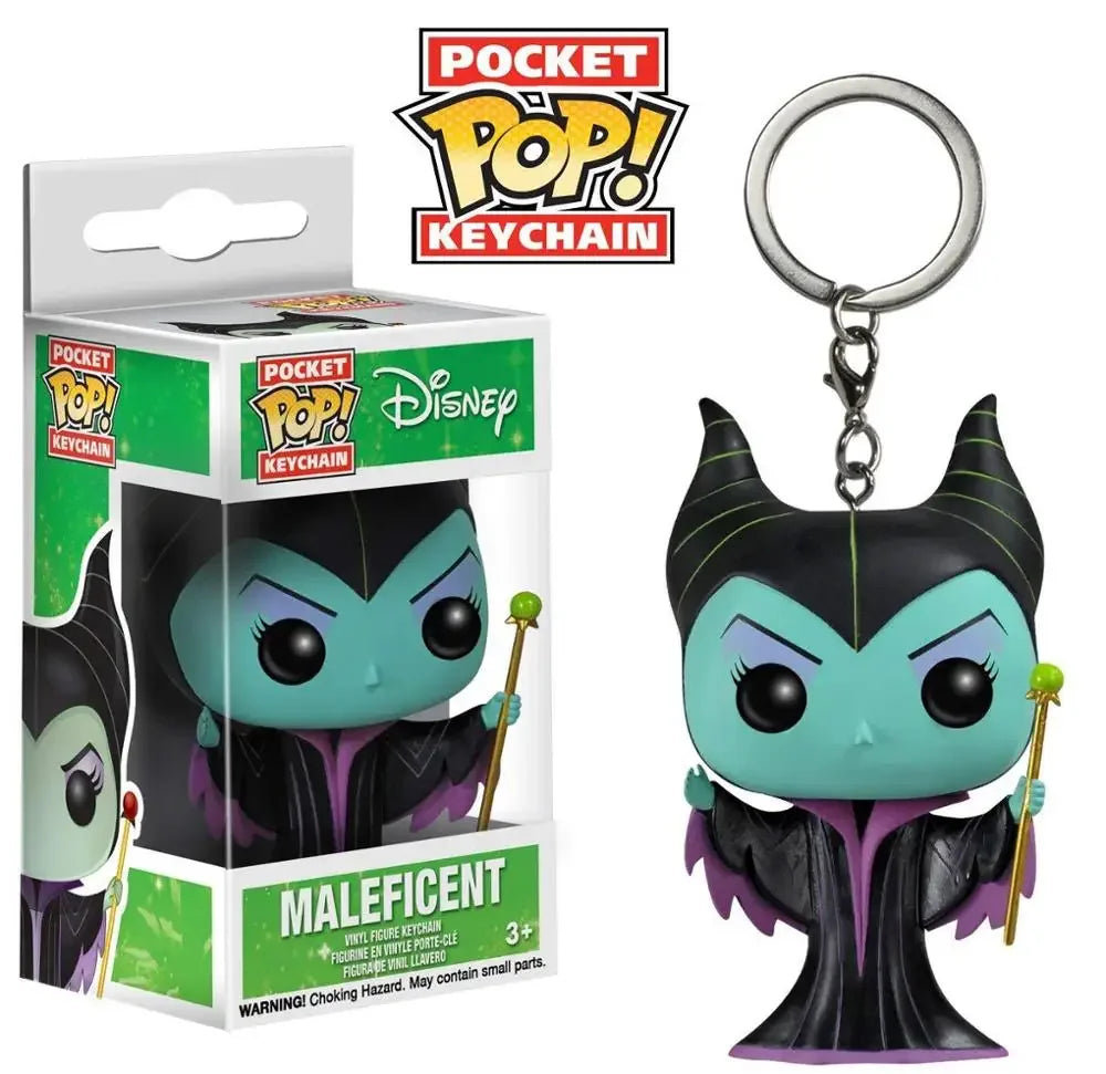 Neue FUNKO Schlüsselanhänger Disney Dämonin Prinzessin Bella Arielle Alice Anna Elsa Bell Jack Sally Stitch Actionfigur Spielzeug Ornamente