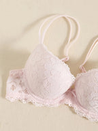1 Set Elegantes Dessous-Set aus Spitze mit Stickerei und atmungsaktivem Stoff: Push-Up-BH, transparenter Schlüpfer mit tiefem Bund – das ultimative Valentinstagsgeschenk