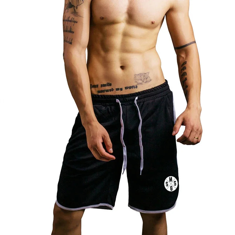 Sommer-Sport-Shorts, atmungsaktiv, Mesh, Herren, Kordelzug, elastische Hose, Lauftraining, Outdoor, Fitness, Jogging, gerade