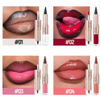 Schwarzer brauner, spitz zulaufender Lipliner-Konturenstift, doppelseitiger Spiegel, aufpolsternder Lippenglanz, kristallklarer Lipgloss, sexy roter Lippen-Tint-Make-up