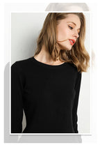 Damen Slim O-Neck Pullover Kaschmir-Wollmischung Pullover Herbst Und Winter Langarm Strick Unterhemd Große Größe 2024