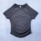 Nahtloses Yoga-Top für Damen Kurzarm Gym Crop Top Leichtgewichtige Yoga-Shirts Fitness-Gym-Shirts Elastische Sport-Shirts