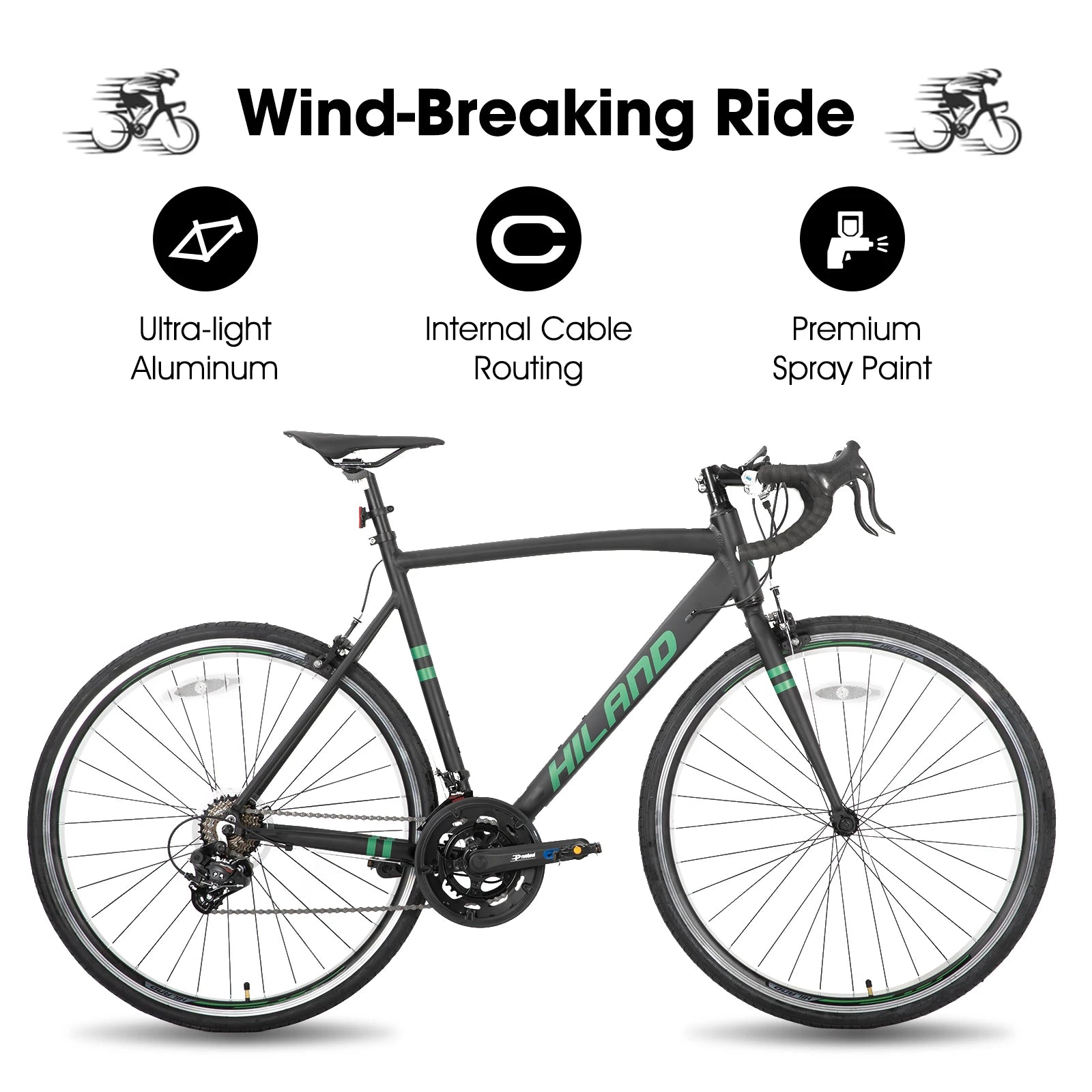 Hiland Aluminium Rennrad, Shimano 14 Gänge, 53/57cm Rahmen, Rennrad für Herren Herren-Rennrad