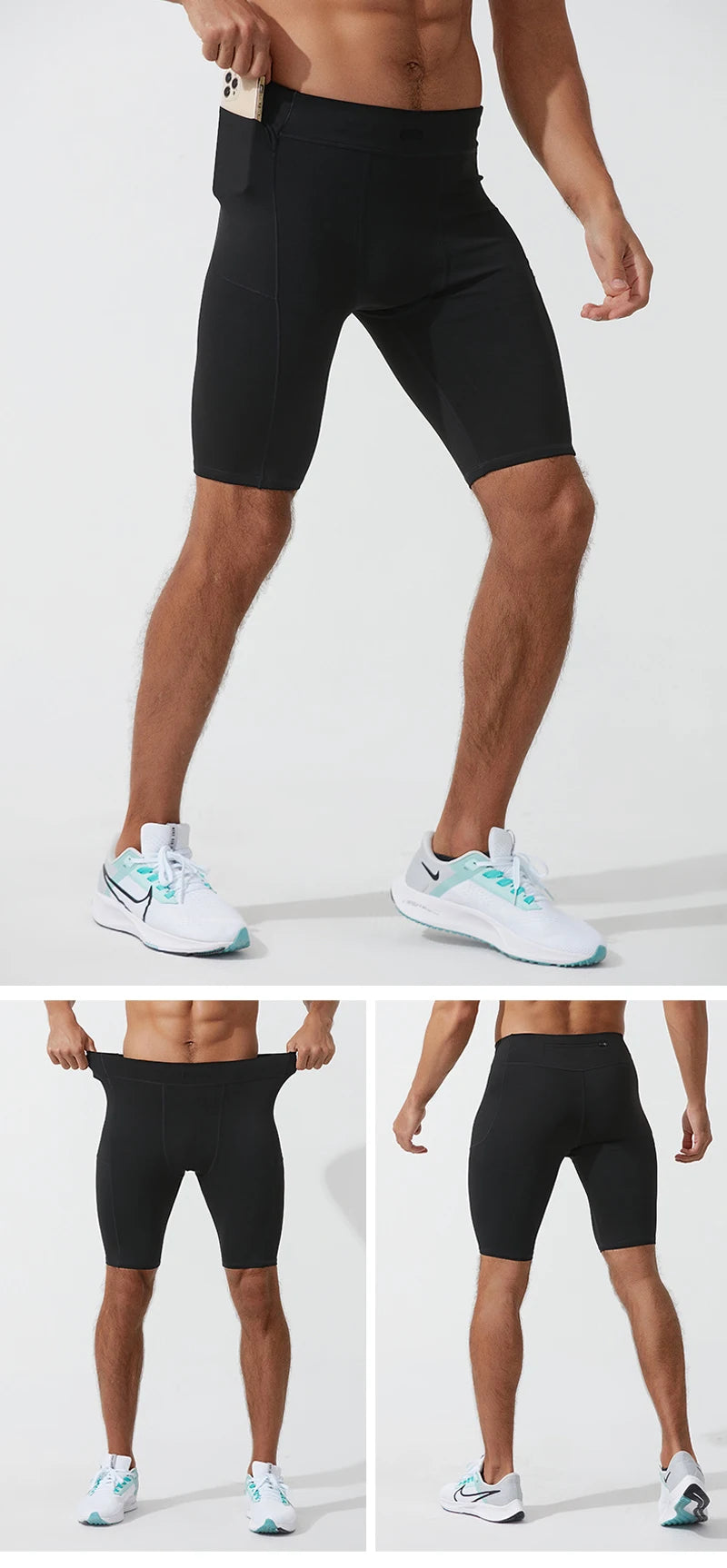 Kompressionsshorts Herren Schnell Trocknend Bodybuilding Tights Shorts Fitness Leggings Elastischer Bund Sportshorts Kurze Hose Gym Laufsport Herren