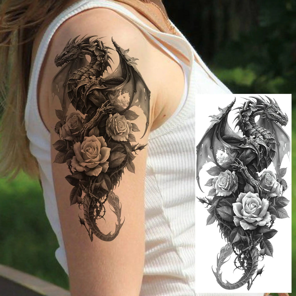 1 Blatt Kobra Schlange Drache Skorpion Temporäre Tattoos für Männer Frauen Wasserdicht Langlebig Löwe Tiger Wolf Fake Tattoo Aufkleber