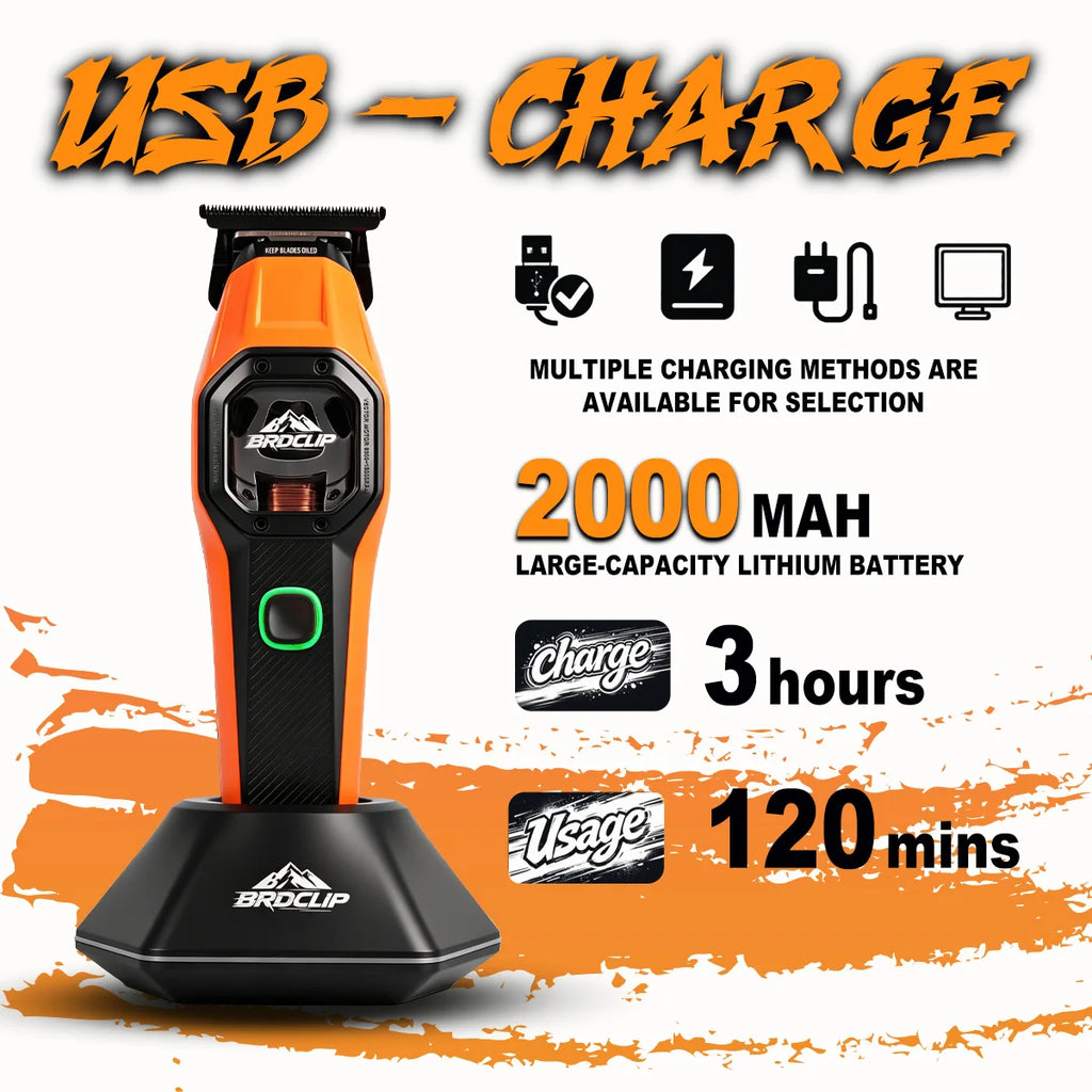 Neuer professioneller BRDCLIP Salon Friseur-Set Vektormotor Haarschneidemaschine 7800-13000 U/min Trimmer 8000-13000 U/min Metallgehäuse 2603 Rasierer