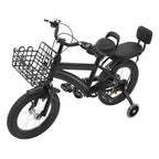 14" Kinderfahrrad Verstellbares Kinderfahrrad Belastbarkeit 60kg mit Stützrädern+Korb+Rückenlehne Rücksitz für 3-7 Jahre (Weiß/Schwarz)