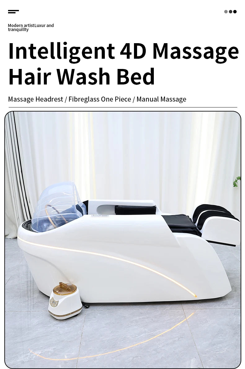 Salon Head Spa Shampoo Massagebett Kunstleder Kopftherapiebett Automatisches Massage-Shampoo-Stuhl Haar-Spa-Ausrüstung Langlebig