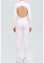 Women's Yoga Jumpsuit Hip Lift Sports Fitness Removable Padding Backless Zipper Leggings One-Piece Running Workout Gym Jumpsuit