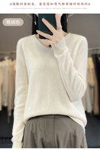 Damen 100% Merinowolle Pullover V-Ausschnitt Basic Pulli Herbst Winter Kaschmir Kleidung Langarm Weiche Strickware Oberteile Unifarben