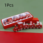 Weihnachten Kunststoffe Zug Spielzeug Mini Zug Deko-Set für Weihnachtsfeier Weihnachtszug Ornament Lustiges Geschenk Heimdekoration