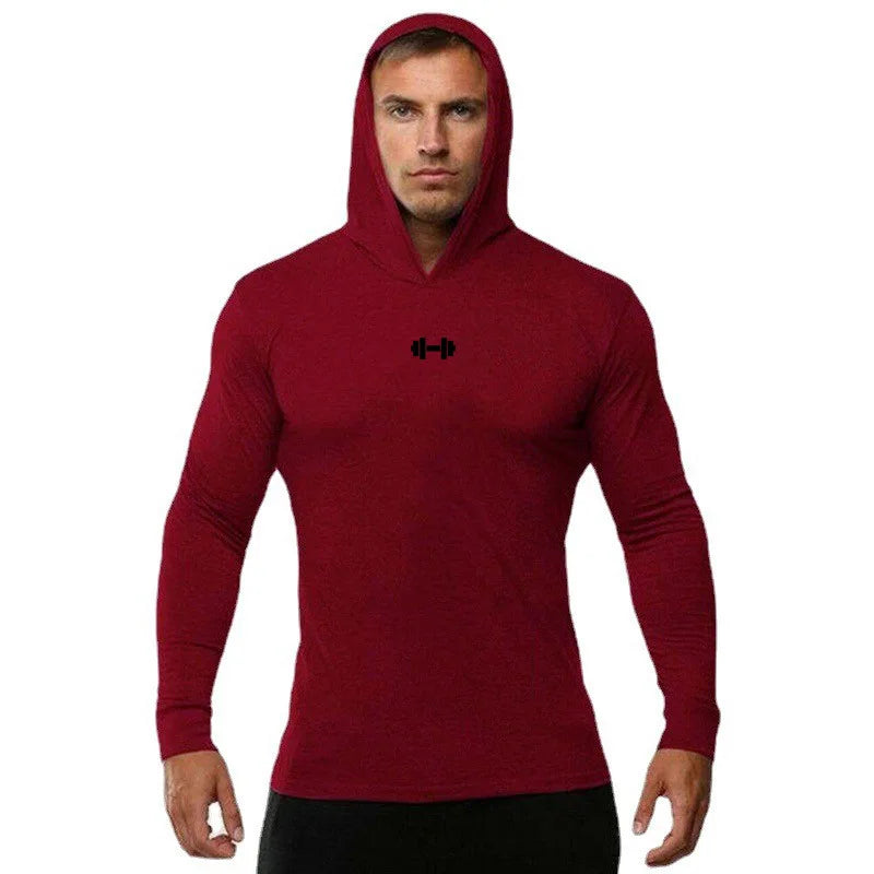 Gym Running Sport T-Shirts Herren Baumwolle Langarm Kapuzenpullover Kleidung Fitness Bodybuilding Muscle Hoodies Workout Jogging Shirts