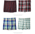 4 Herren-Boxershorts Locker Herrenunterhosen Baumwolle Großes Karomuster Pfeilhose Übergröße Klassische Basics Karo