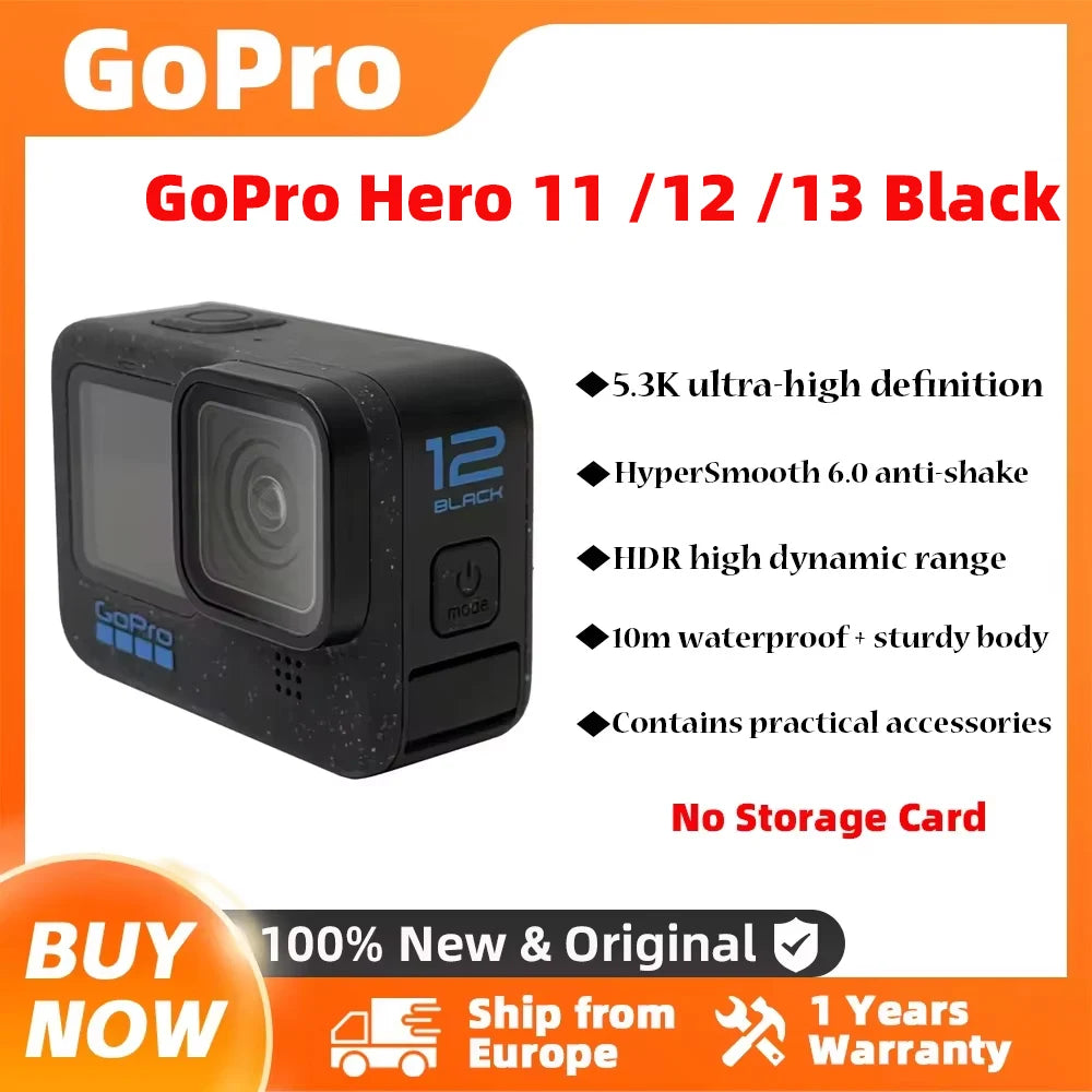 GoPro HERO 11/12/13 Black Action-Kamera HyperSmooth6.0 5.3k60fps Video 27MP Helm Sportkamera GoPro Hero 11/12/13 Black