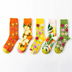 1 Paar Damensocken Cartoon Hund Krake Blume Pflanze Kawaii Lustige Freizeit Damen Baumwollsocken Strümpfe Streetwear Harajuku Crew Socken