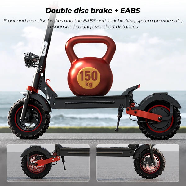 iScooter iX5S E-Scooter 48V15Ah Akku 1000W Motor EABS Bremssystem Elektroroller 11" Offroad-Reifen City E-Scooter für Erwachsene