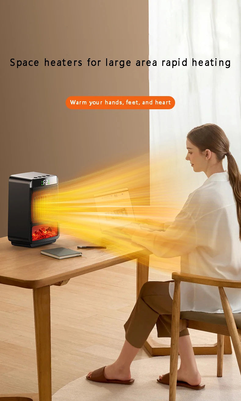 Tragbarer elektrischer Heizlüfter Tragbarer Desktop 1000W PTC Heizlüfter Warmluftgebläse für Haushalt Büro Mini Heizgerät