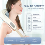 Foreverlily 26W Bürstenloser Motor Nacken- und Schultermassagegerät Kabelloses Nacken- und Rückenmassage-Schal Nackenmassager