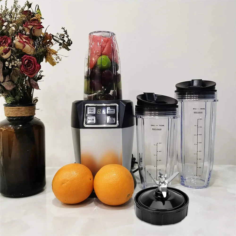 7 Fins Extraktor Klingen für Ninja Mixer Ersatzteile mit Unterlegscheibe Gummi Bürste für Nutri Ninja Auto IQ BL486 BL642 N102