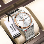 POEDAGAR Luxus Herrenuhren Wasserdicht Leuchtende Datumsanzeige Wochentag Herrenuhr Edelstahl Casual Mode Quarz Herren Armbanduhr Reloj