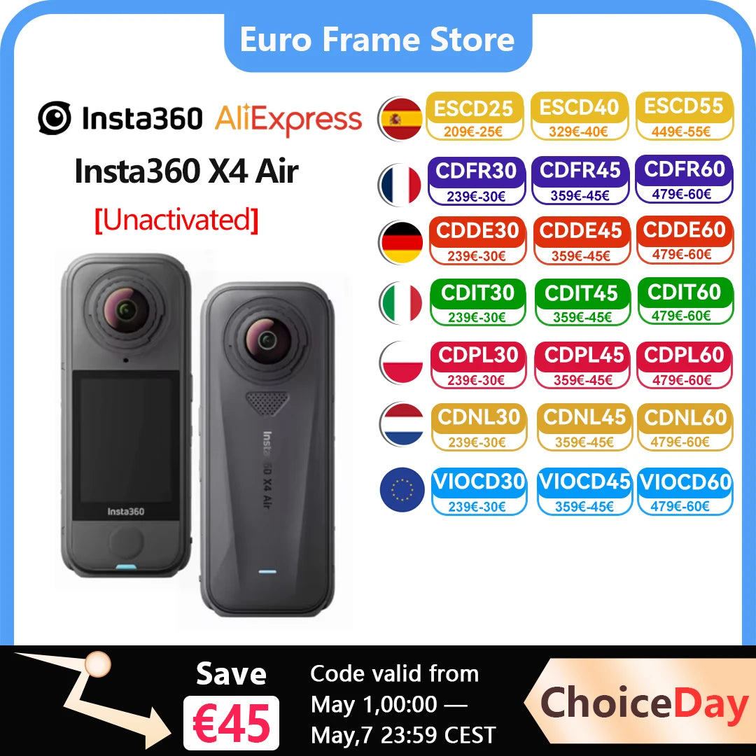 Insta360 X4 Air / X4 Action-Kamera - 165g leichte 8K 360-Grad-Kamera, Unsichtbarer-Selfie-Stick-Effekt integriert, X4 Air gewünscht Hauptbild