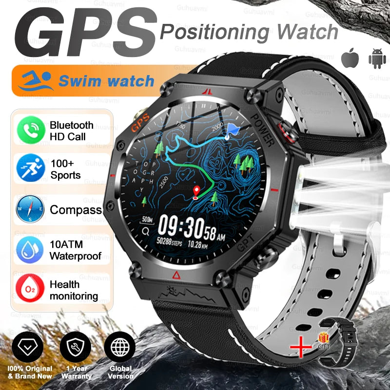 T-Rex 3 Ultra Militärische GPS-Smartwatch 10ATM Wasserdicht Kompass Höhenmesser Barometer AMOLED Herren HD Anruf Sport-Smartwatch
