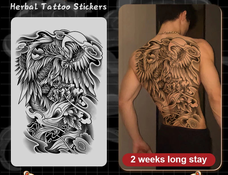 Magic Juice Tinte Wasserdichte Tattoo Aufkleber Große Größe Kräutersaft Temporäre Tattoos Männer Body Art Drache Tiger