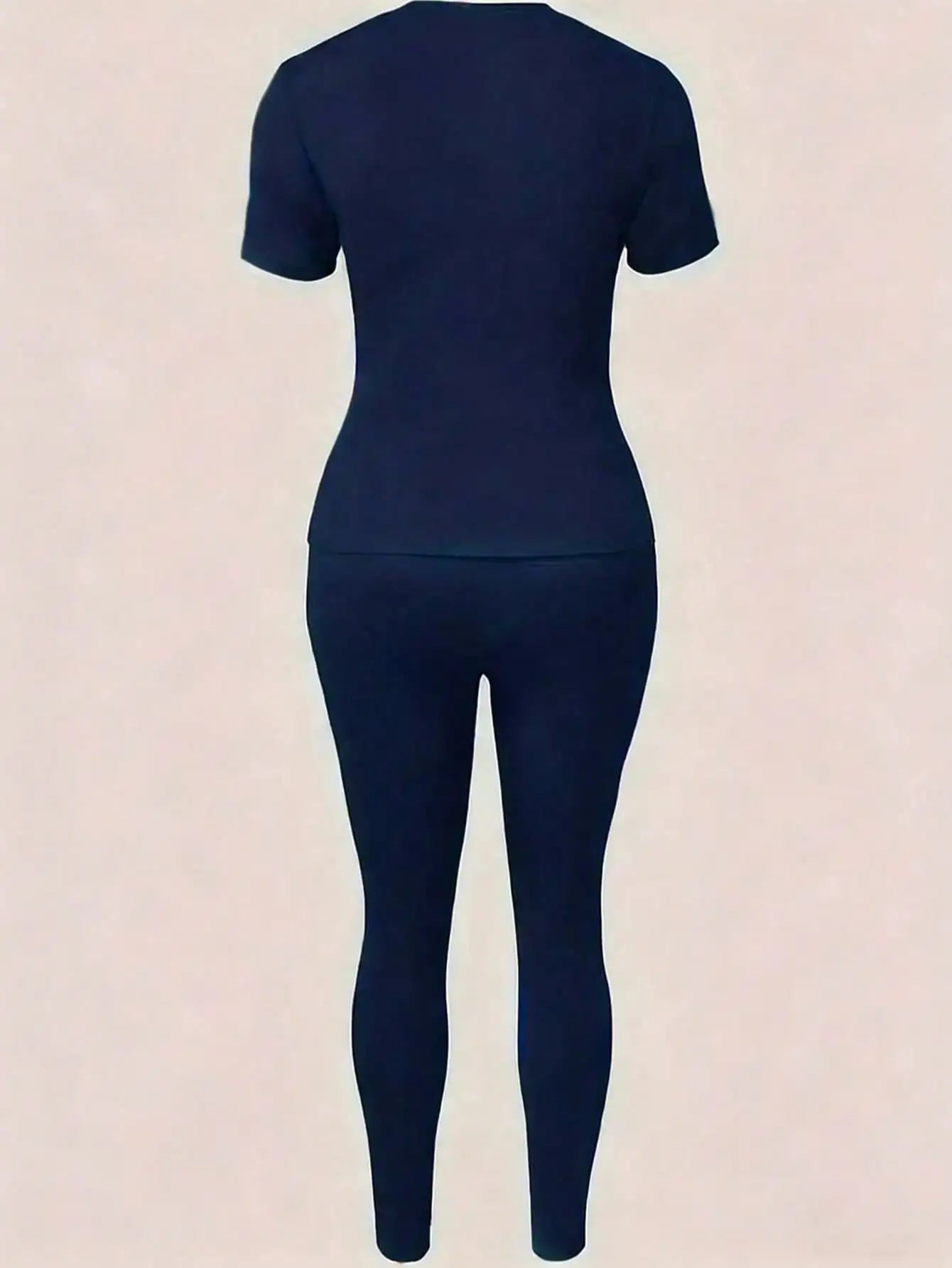 Zweiteiliges Set für Damen mit Paris-Druck, lässiges kurzärmliges T-Shirt mit Rundhalsausschnitt und enge Hose, langes Hosen-Set, Kollektion 2026