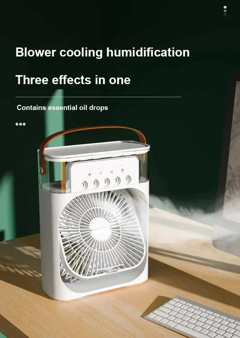 3-in-1 Mini Luftkühler Ventilator Tragbare Haushalts Klimaanlage Luftbefeuchter LED Nachtlicht für Zuhause Büro Schreibtisch Verwendung 25.5x18.5x8cm