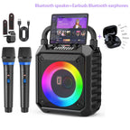 T17-T Karaoke-Maschine und Bluetooth-Kopfhörer, tragbarer Lautsprecher mit LED-Lichtern für Kinder und Erwachsene, unterstützt Bluetooth/USB/TF/AUX