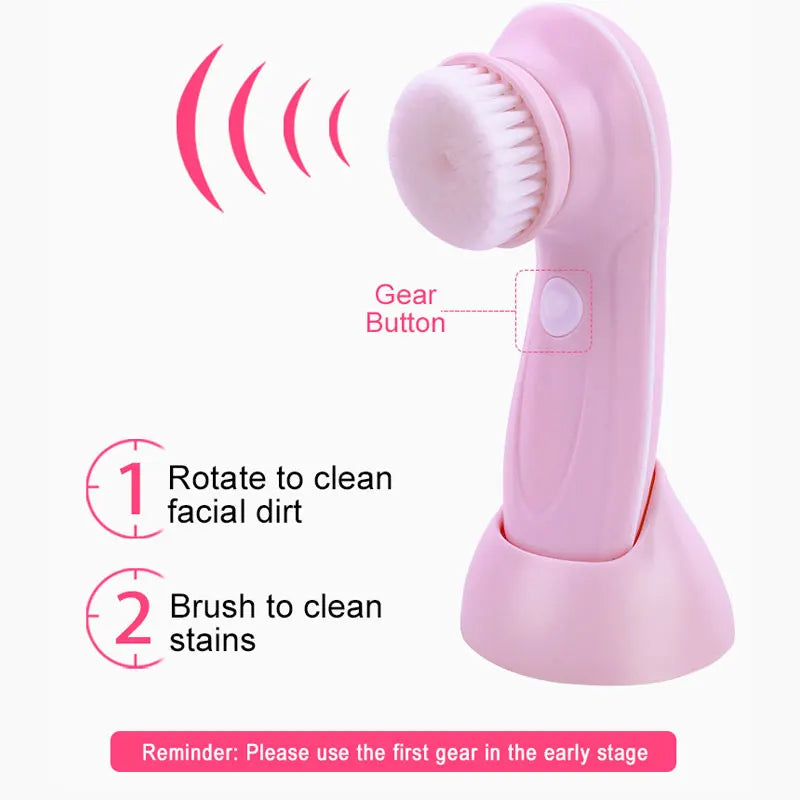 3-IN-1 Elektrischer Gesichtsreiniger, Gesichtsbürste, Reinigungsmaschine, Spa-Hautpflege, Massagegerät, Mitesserentfernung, Aufladbar