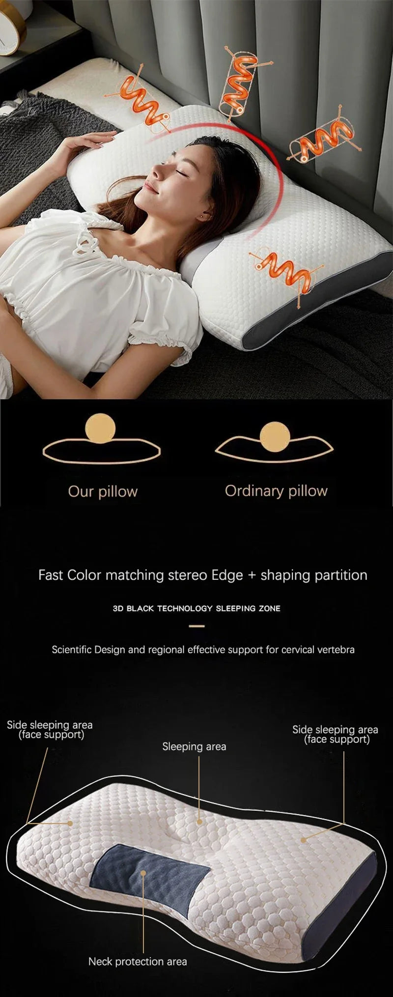 Neues Nackenkissen Hilfe beim Schlafen und Schutz des Nackens Zervikales orthopädisches Sojabohnenfaser-Massage-Haushalts-SPA-Kissen zum Schlafen