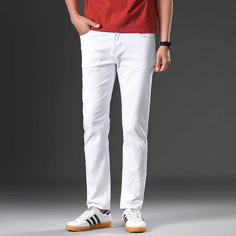 2026 98 % Baumwolle Elastische Baumwolljeans Herren Frühling Slim Straight Denim Hose Komfort Große Größe Koreanische Business Casual Hose
