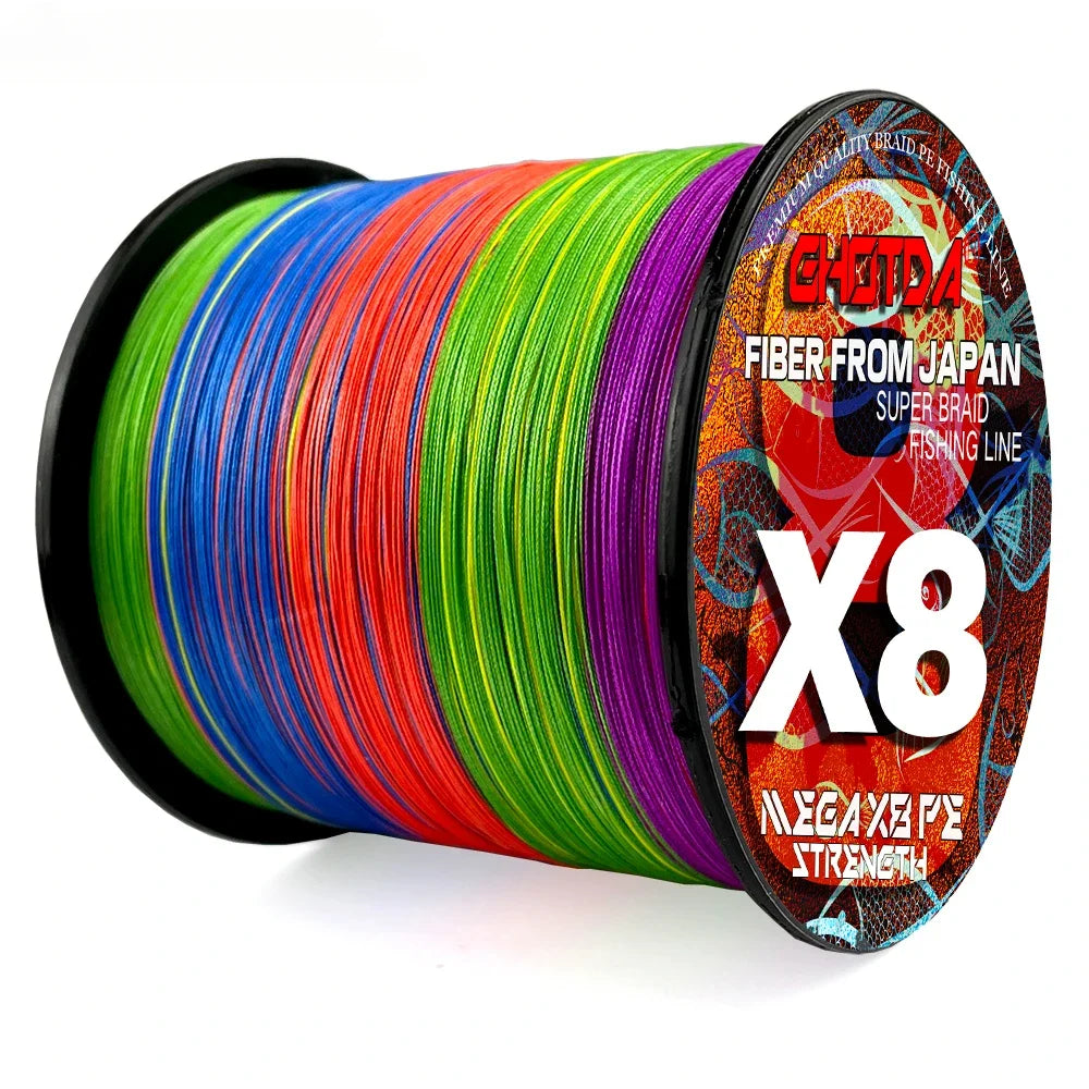 8 Strands Multifilament Angelschnüre Salzwasser Fliegen-Karpfen geflochtene Schnur X8 Spinnköder Angelschnur für Barsch 300m/500m 18lb-78lb