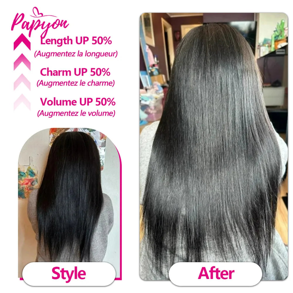 Clip-in Echthaar Extensions Brasilianisch Dick Glatt Clip-in Naturfarbe Clip-Ins Remy-Haar 22 24 26 28 Zoll für Frauen 120g/Stück