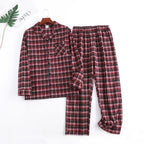 Herren-Hausanzüge Langärmelige Hosenanzüge für Herbst und Winter Pyjamas für Herren Flanell Kariertes Design Pyjamas für Herren