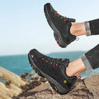 HIKEUP Leder Herrenschuhe für Herren Freizeitschuhe Mode Wasserdicht Winter Luxus Designer Marke Arbeitsstiefel Herren Rutschfeste Sneaker
