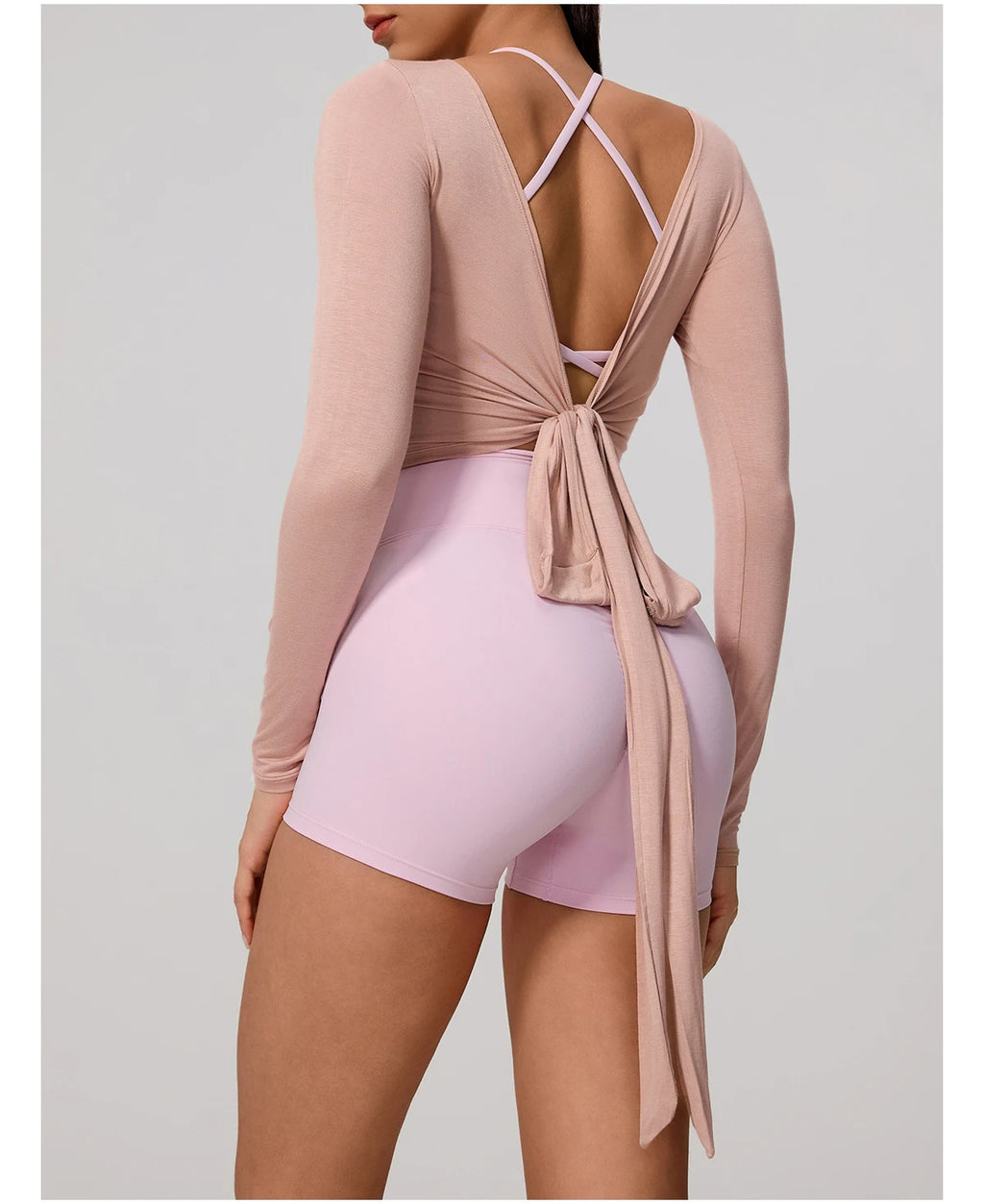 Neue Sommer Damen Yoga Langarm Einteiler Träger Yoga Kleidung Weibliches Training Premium Ballett WickeloberteileFrauen Fitness Sport Top