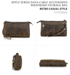 CONTACT'S Genuine Leather Men Clutch Bag Design Handbag Long Wallet Male Purse Travel Charge Storage Bag Cable Organizer