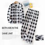 Herren-Hausanzüge Langärmelige Hosenanzüge für Herbst und Winter Pyjamas für Herren Flanell Kariertes Design Pyjamas für Herren