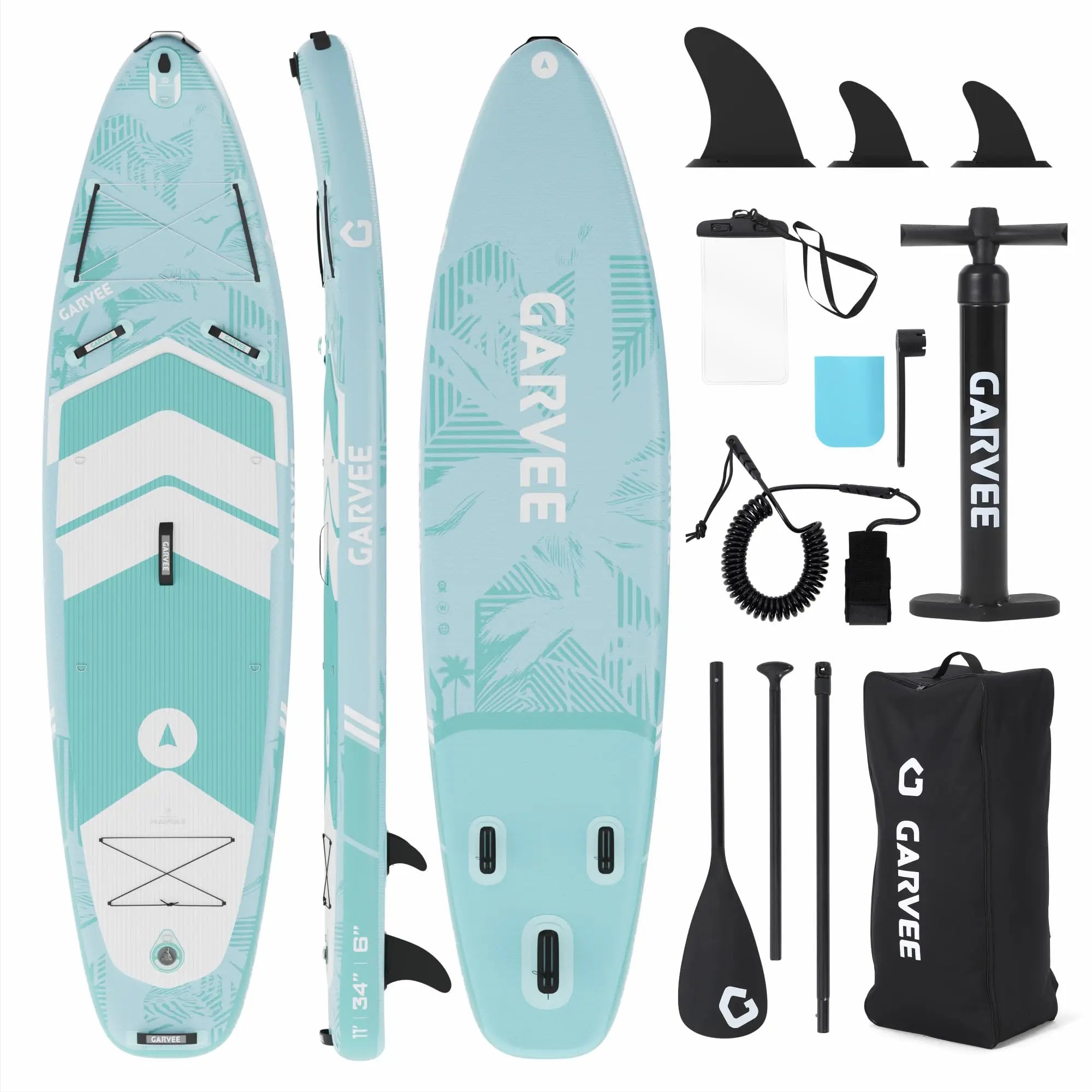 Aufblasbares Stand-Up Paddleboard Komplettset mit verstellbarem Paddel/Handpumpe für Wassersport und Surfen im Freien