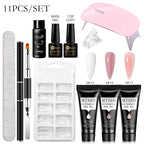 24-teiliges Set 20ml Poly Nail Extension Gel Kit Mini-UV-Lampe Versiegelung mit Basislack Überlack Professionelles Poly-UV-Nagelgel-Kit Starter-Kit