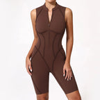 Damen-Trainingsanzug Fitness-Workout Sportkleidung Outfit Reißverschluss-Jumpsuit Yoga Fitness Overall Set Offene Rücken Bodysuits Anzug für Damen