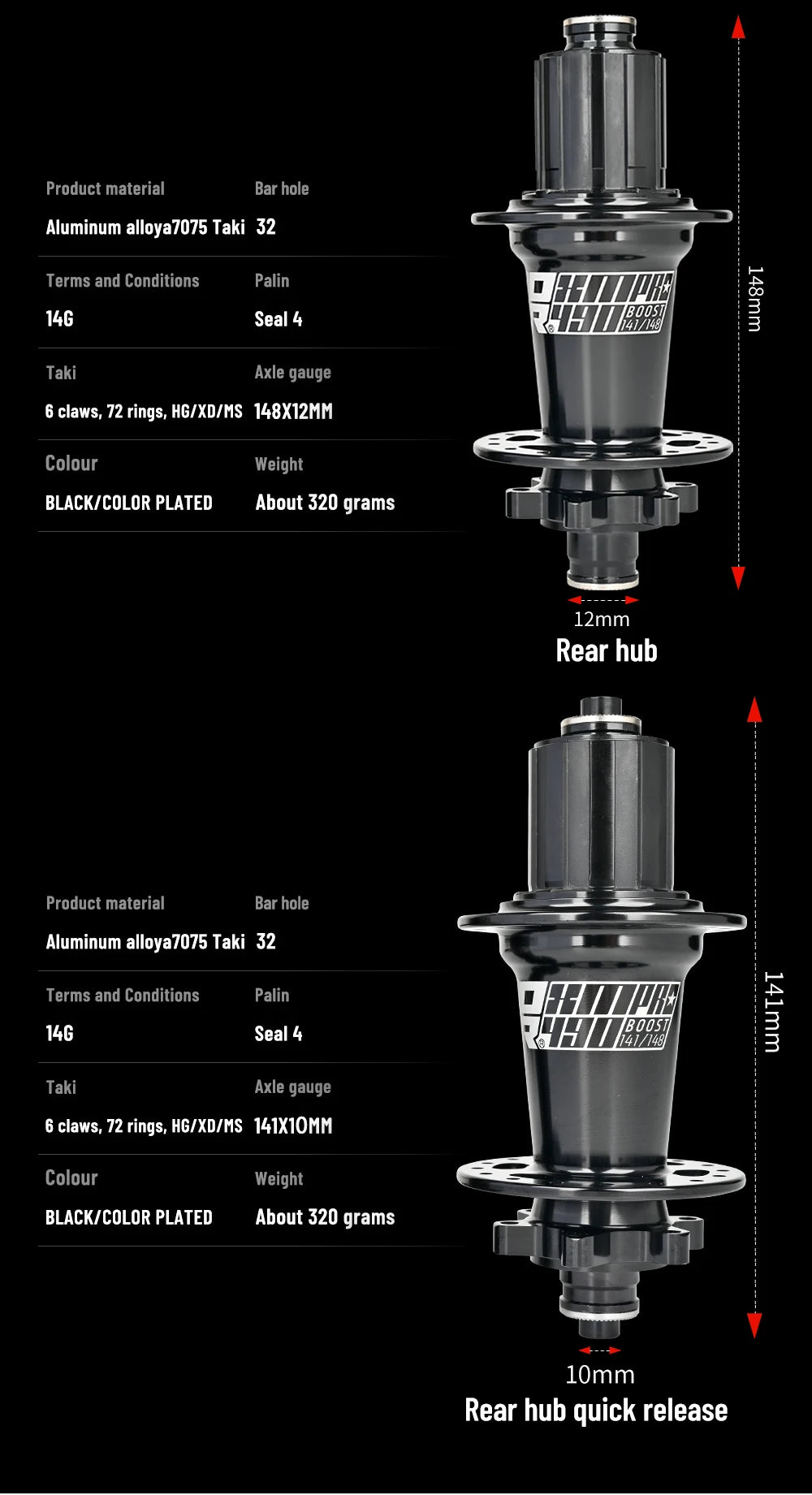 2024 KOOZER XM490 PRO BOOST Mountain Bike Hubs Steel shaft Sealed Bearing 148x12MM 110x15MM 141x5MM 28H 32 Holes Noise hub