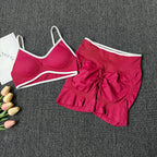 Pfirsich-Po-Yoga-Anzug Damen Gym Nahtloser Träger-BH mit Raffung Hoher Bund Po-Lifting Bauchstraffende Shorts Fitness-Set