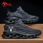 YRZL Herren Sportschuhe Laufen Schwarz Jogging Freizeit Sneaker Outdoor Atmungsaktives Mesh Damen Leichte Stoßdämpfung Schwarz Tennis