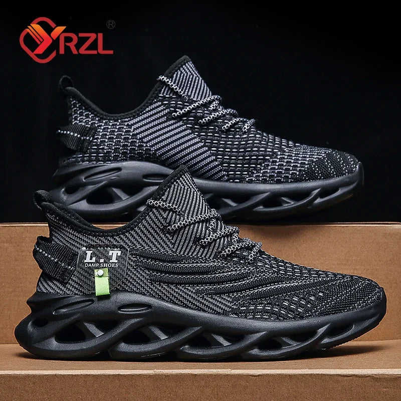 YRZL Herren Sportschuhe Laufen Schwarz Jogging Freizeit Sneaker Outdoor Atmungsaktives Mesh Damen Leichte Stoßdämpfung Schwarz Tennis Hauptbild